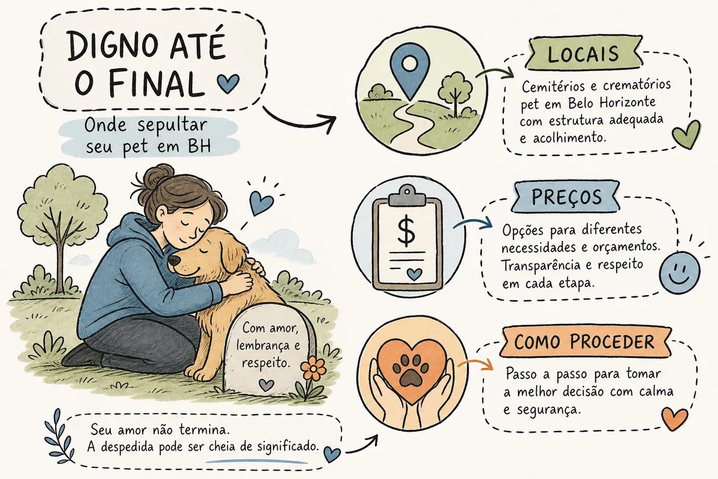 Onde sepultar seu pet em Belo Horizonte. Locais, Preços e o diferencial de atendimento humano da Funeraria Pet Diamond.